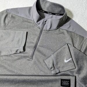 NEW Nike Golf 1/4 Zip L/S Pullover Mens L Grey Stretch Dri-FIT AR2598-036
